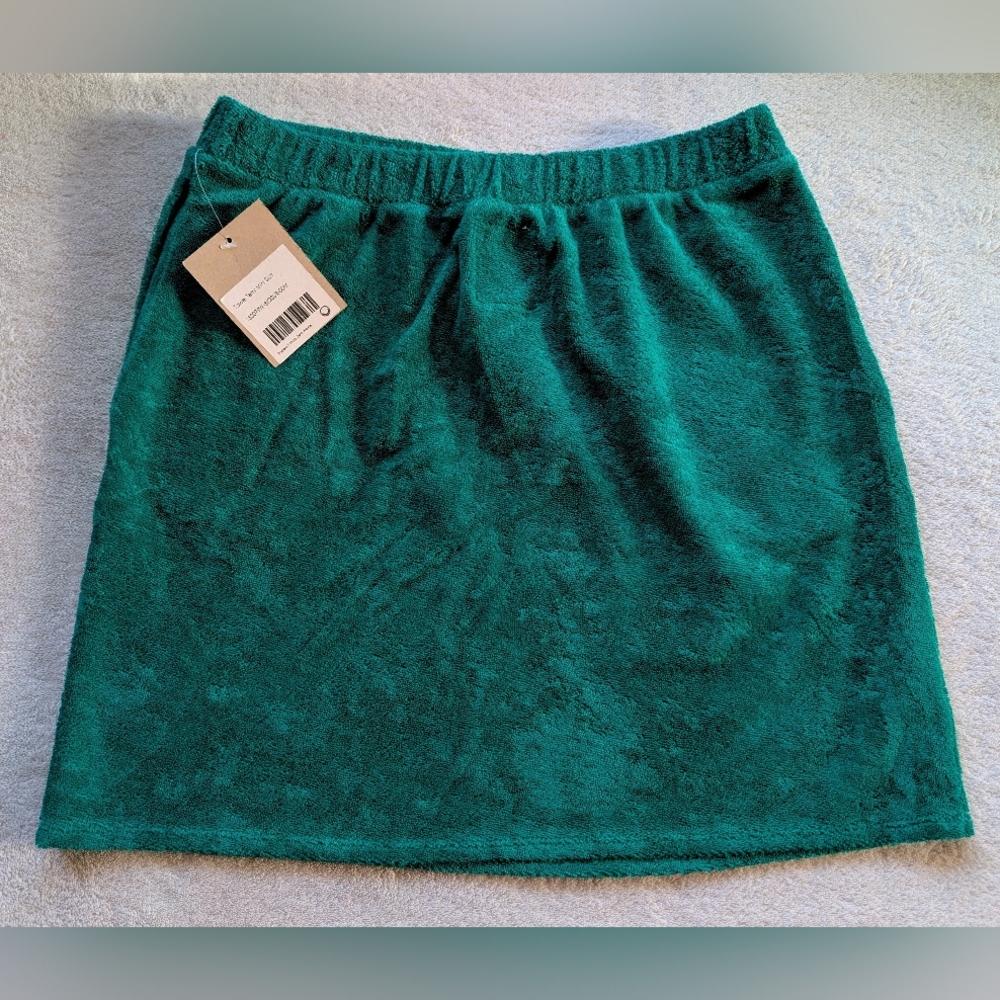Emerald Green Terry Cloth Mini Skirt